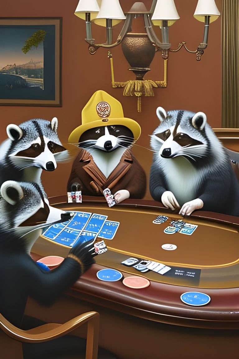 Raccoon Poker Night in Coolidge Style
