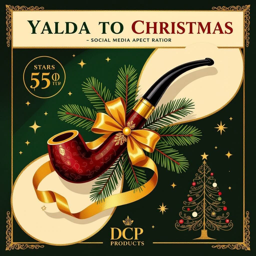 Elegant Pipe and Pomegranate Flower Poster in Painterly Styl...