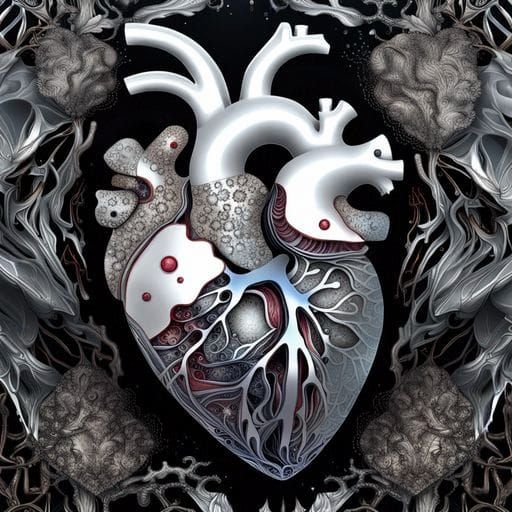 Platinum and Crystal Anatomical Heart Digital Painting