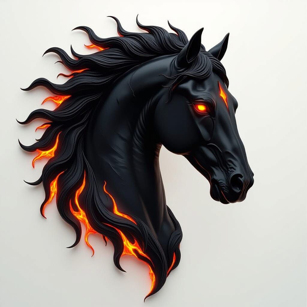 Majestic Lava Horse Head with Fiery Mane