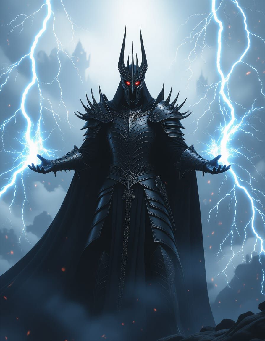 Wrathful Dark Lord Sauron in Epic Digital Painting