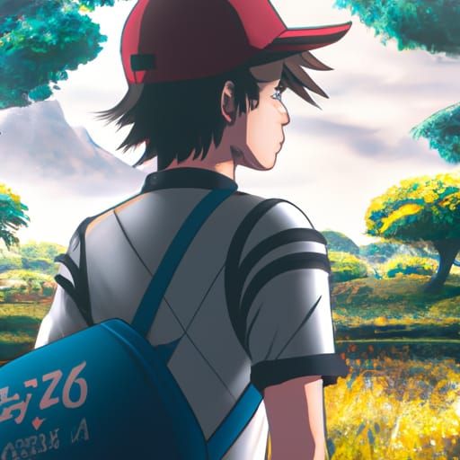 Ash Ketchum in Studio Ghibli Anime Style
