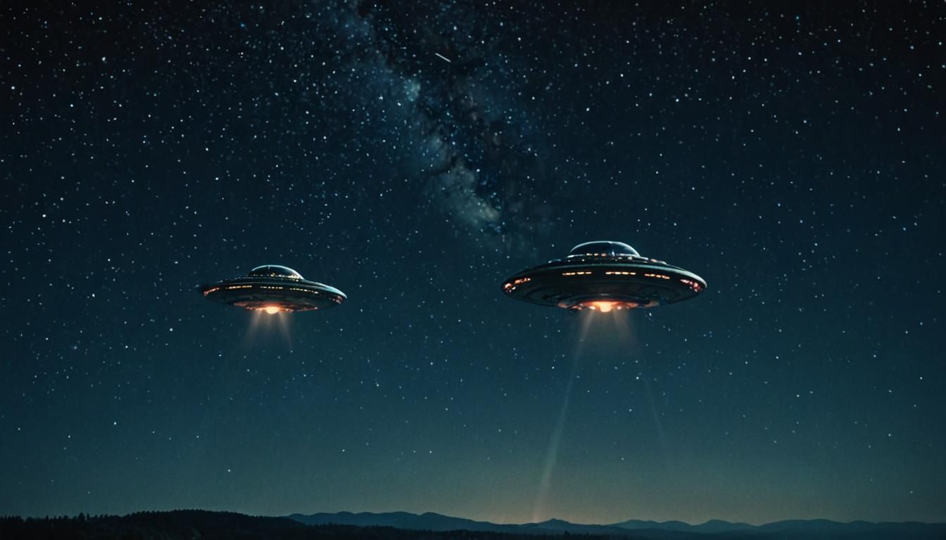 UFOs in Starry Sky: Cinematic Film Still