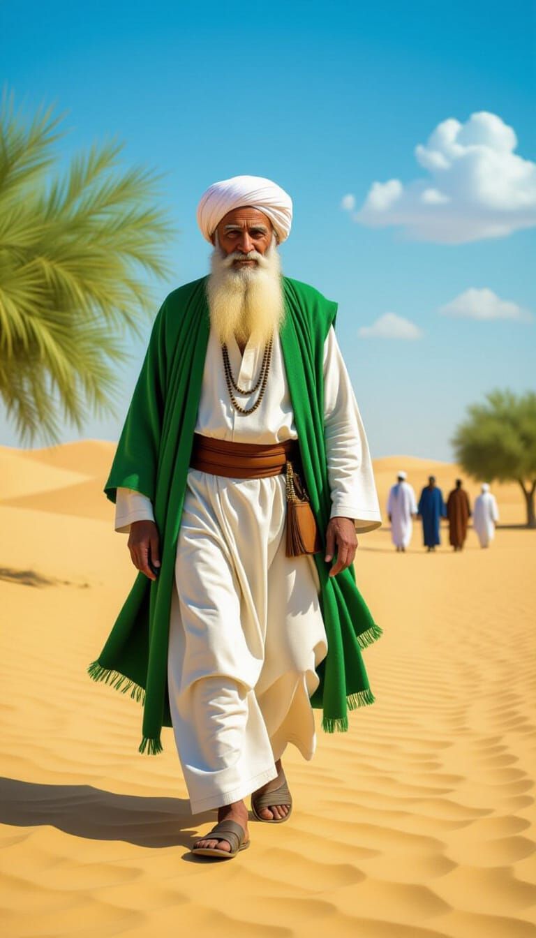 Spiritual Sufi Darwesh in Ancient Desert