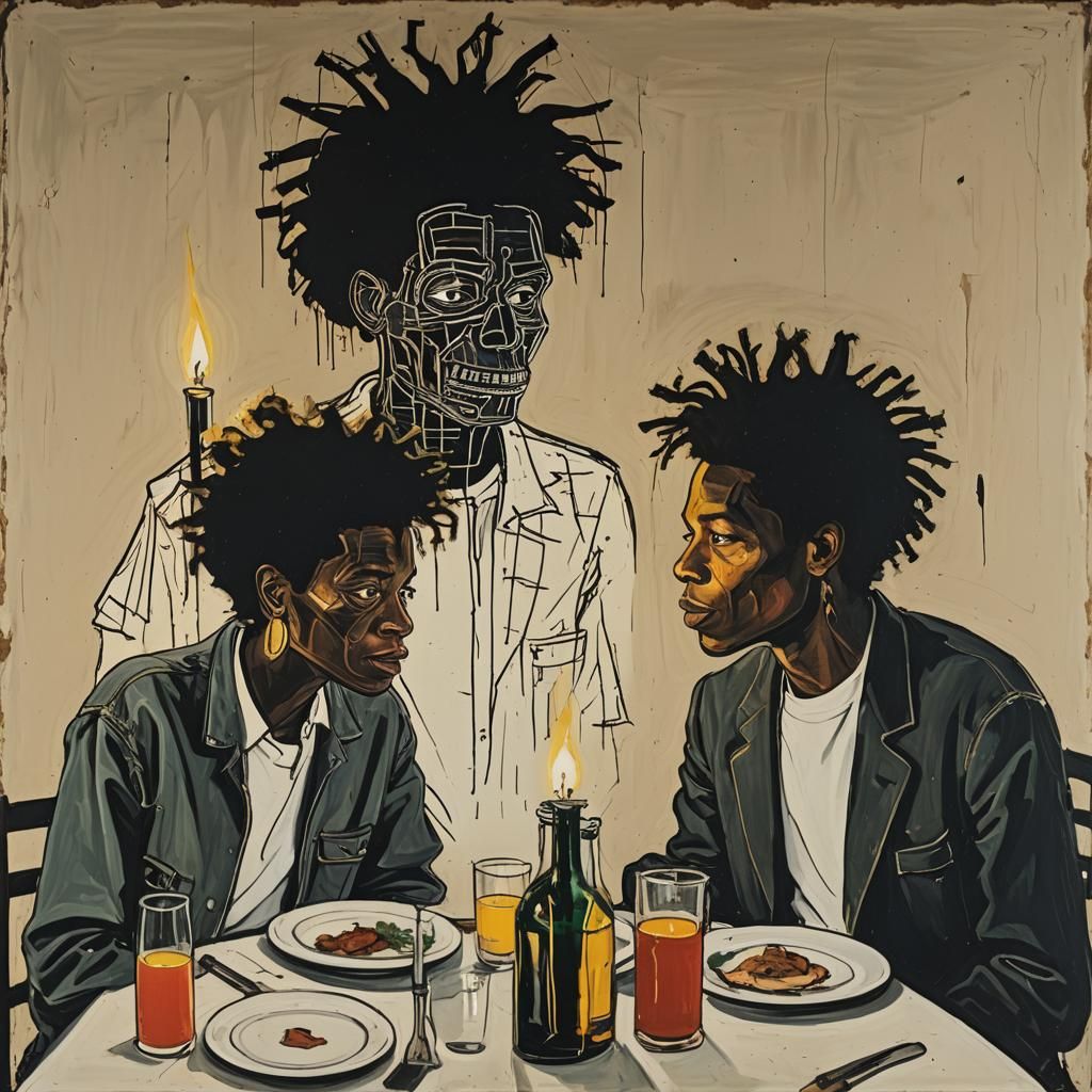 Intimate Dinner in Basquiat Style