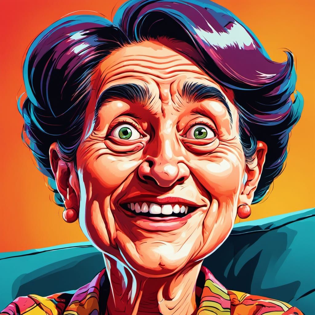 Mama Portrait in Comic Caricature Style