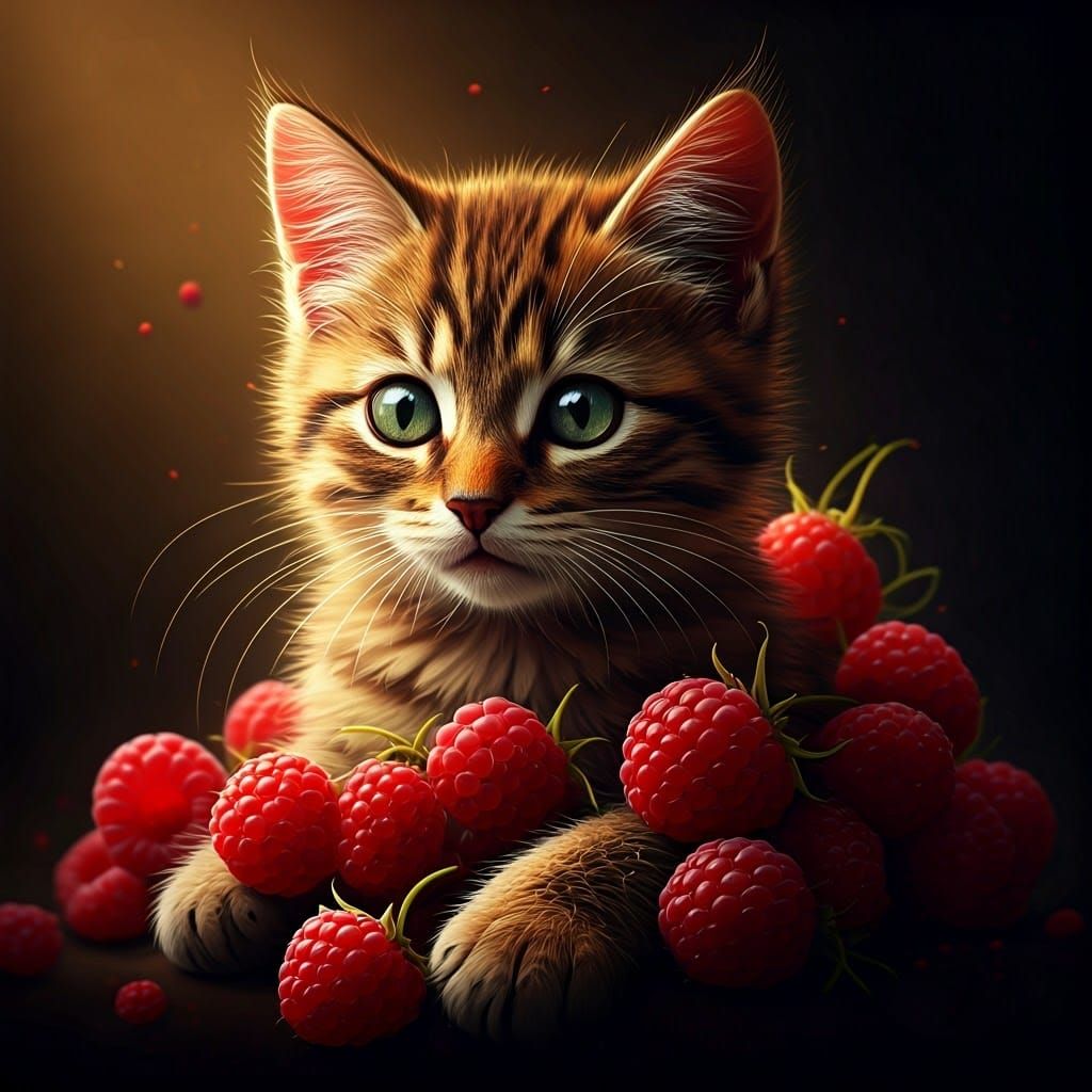 Raspberry Kitten in Golden Light