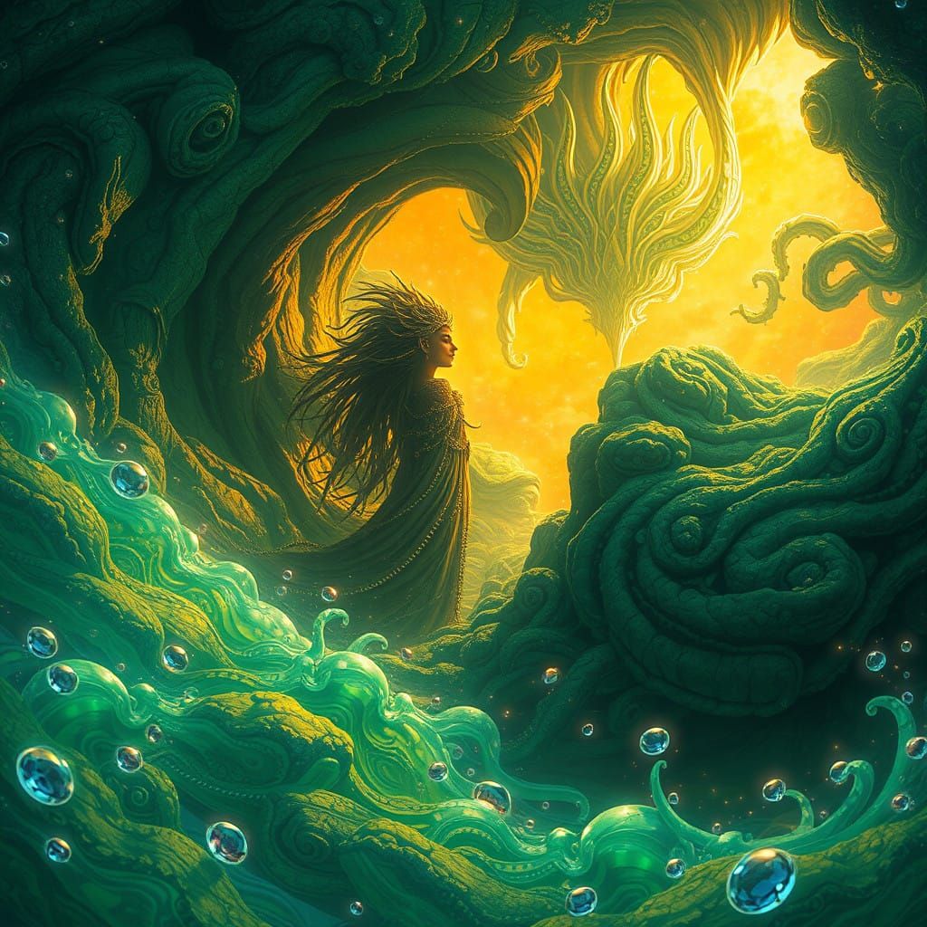 Mystical Being in Lush, Vibrant Realm