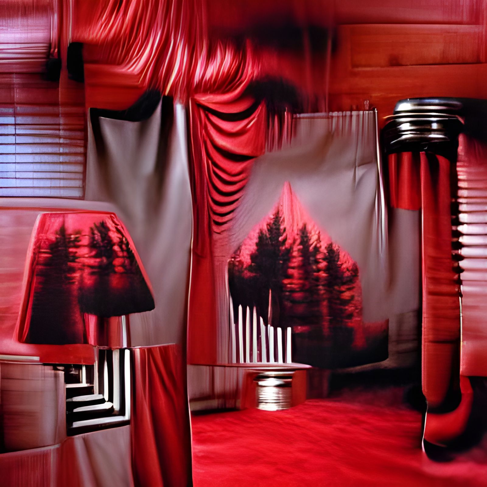 Surreal Twin Peaks Black Lodge in Film Noir Style