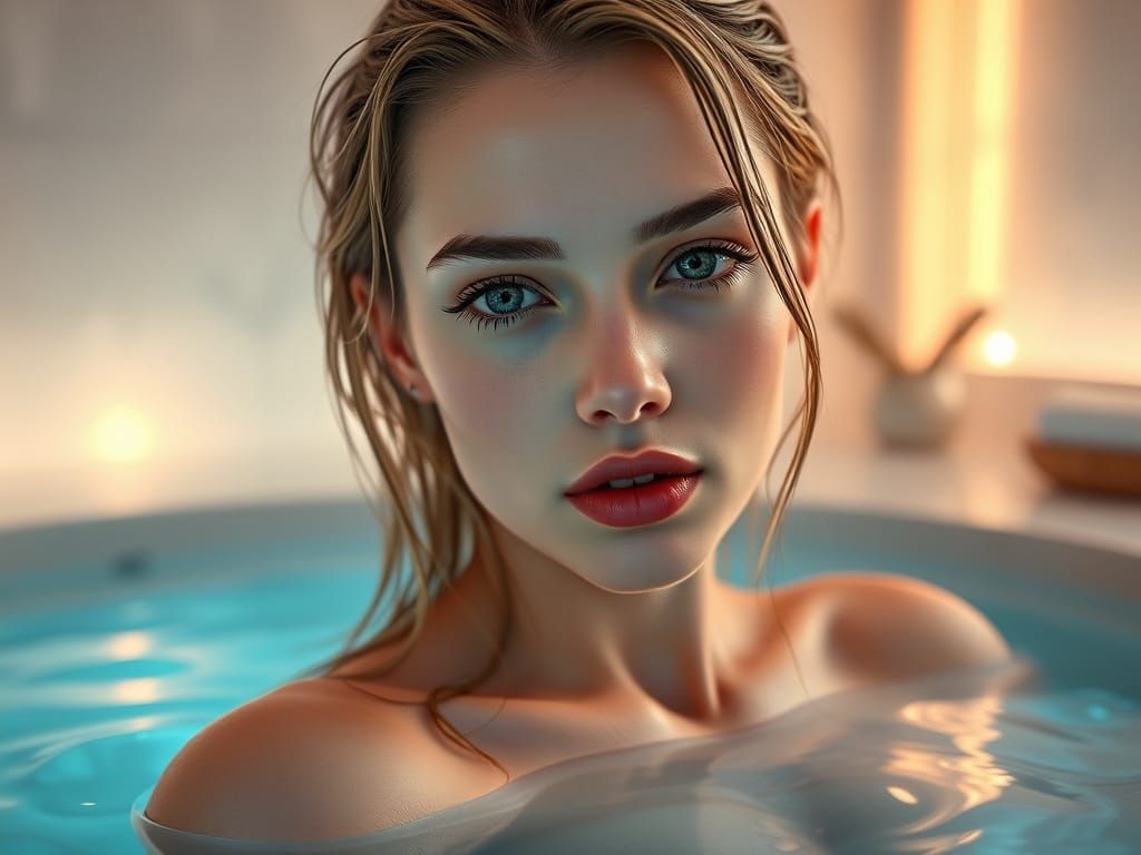 Ultra-Realistic Portrait of a Pale Young Woman in a Luxuriou...