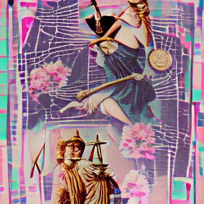 Justice Tarot Card in Vintage Style