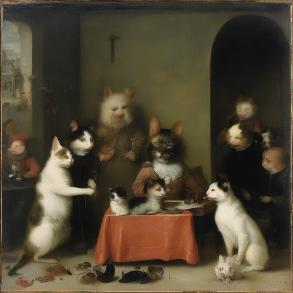Relaxing Cat Chamber in Bosch and Goya Style
