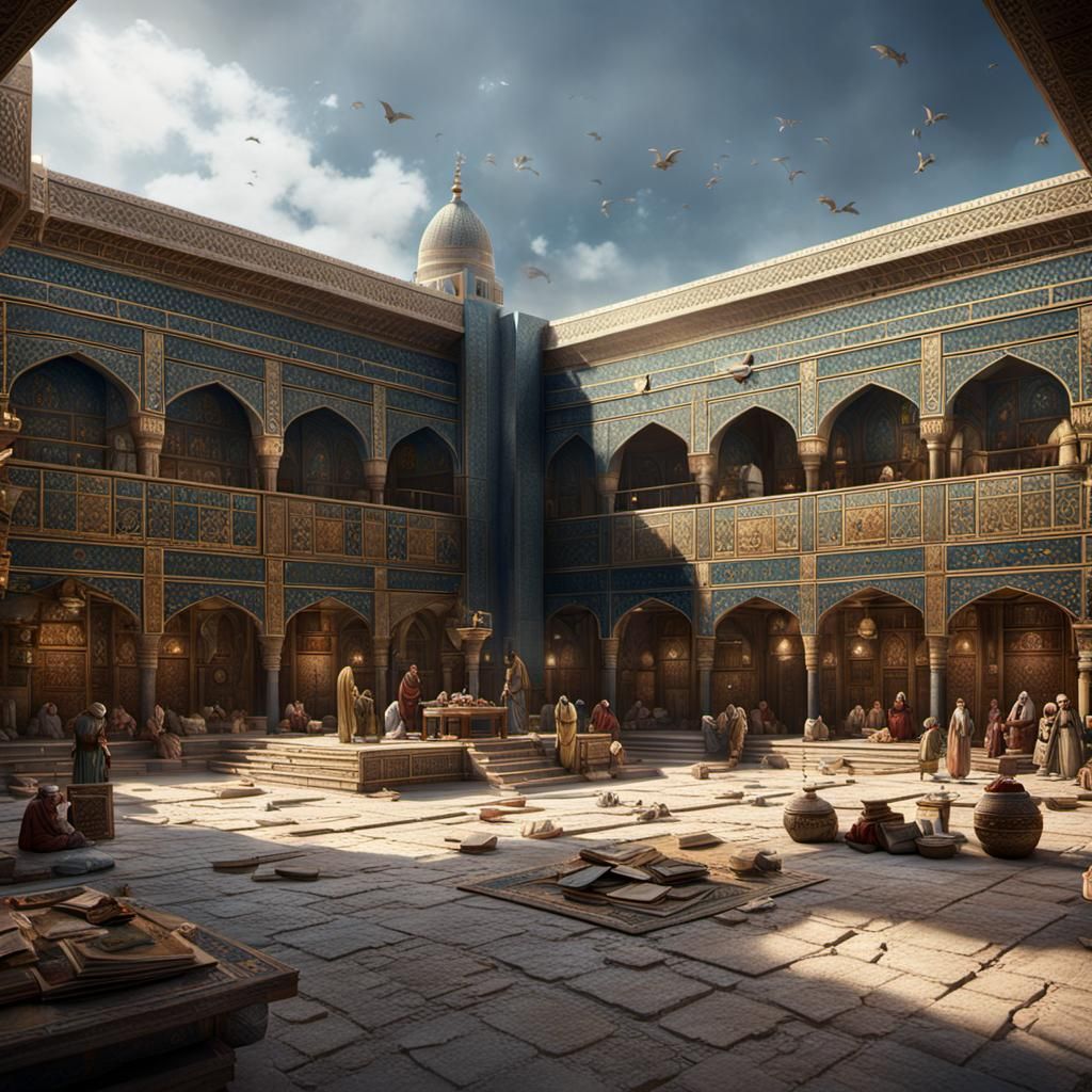 House of Wisdom: Baghdad Scholars in Detailed Matte Painting