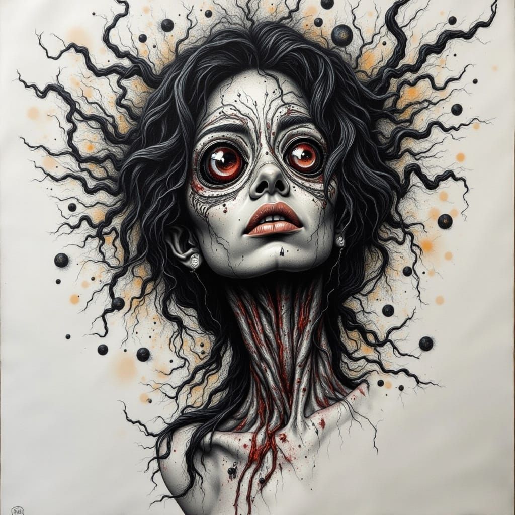 Ethereal Trashpunk Goddess in Noirscape Reverie