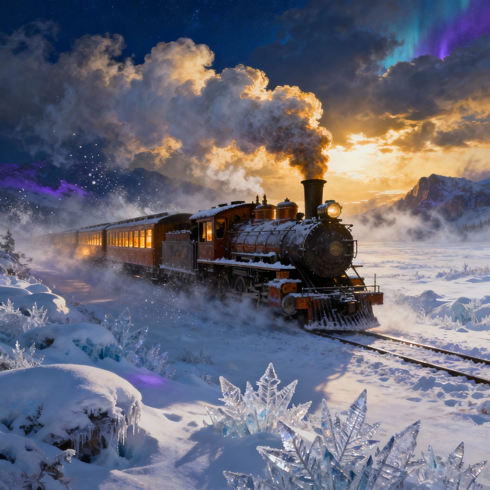 Train in Snowy Landscape: Cinematic Winter Travel