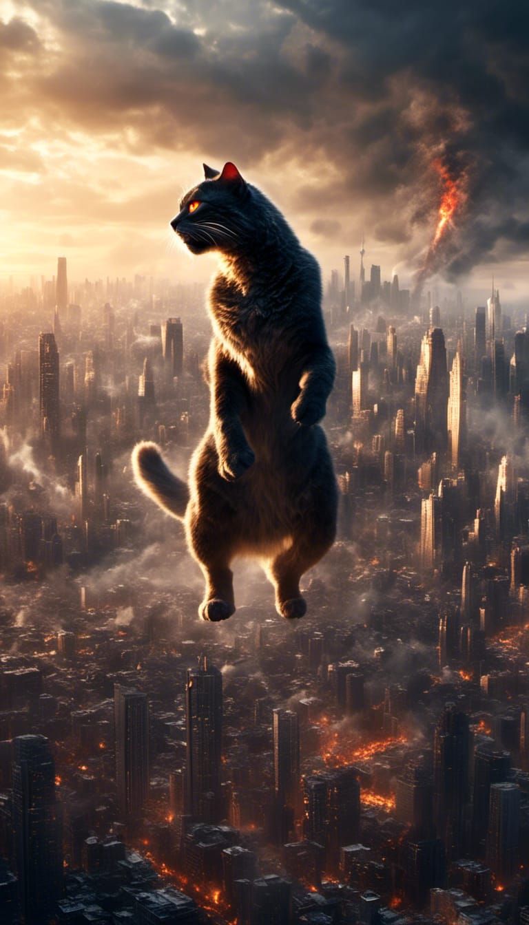 Catzilla Roams: Gigantic Cat Monster Image