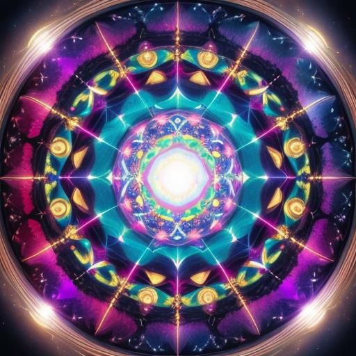 Shimmering 3D Sphere with Gold Flecks and Neon Highlights