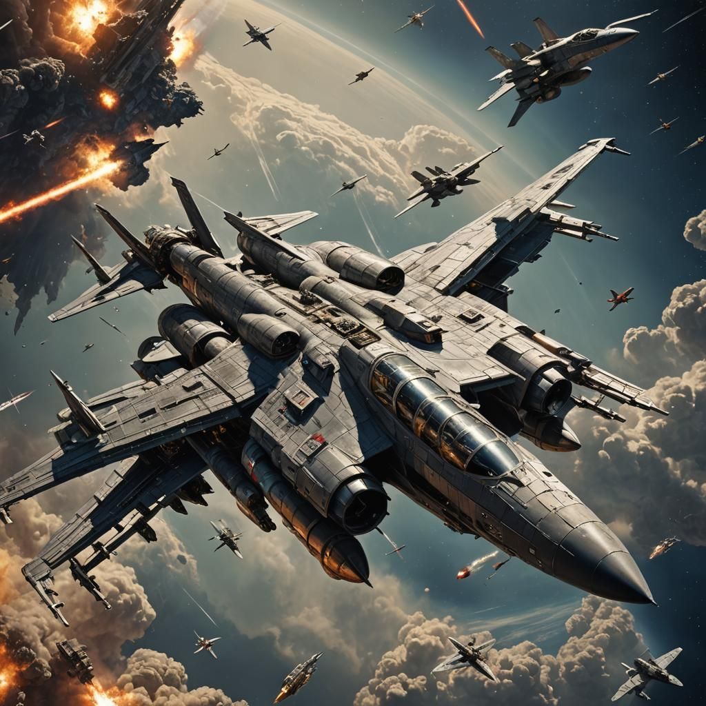 Cosmic Space Fighters in Retro Sci-Fi Style