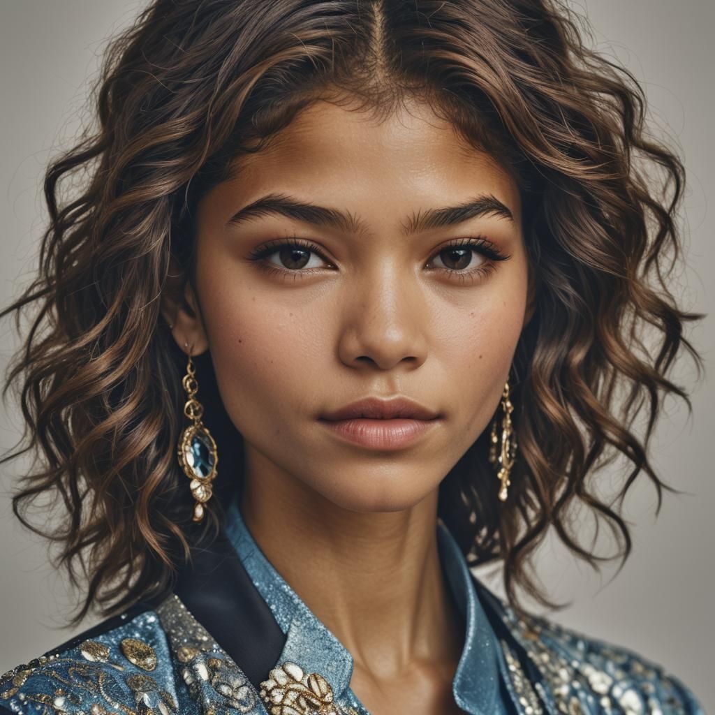 Zendaya Close-Up Professional Portrait with Bokeh
