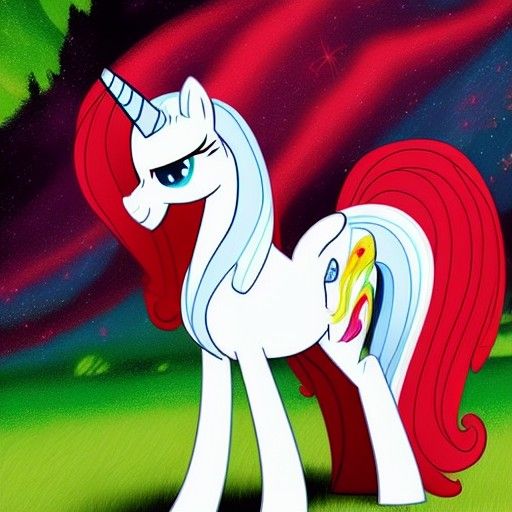 my little pony friendship is magic art style mlp gen 4 White stallion with a red mane and tail