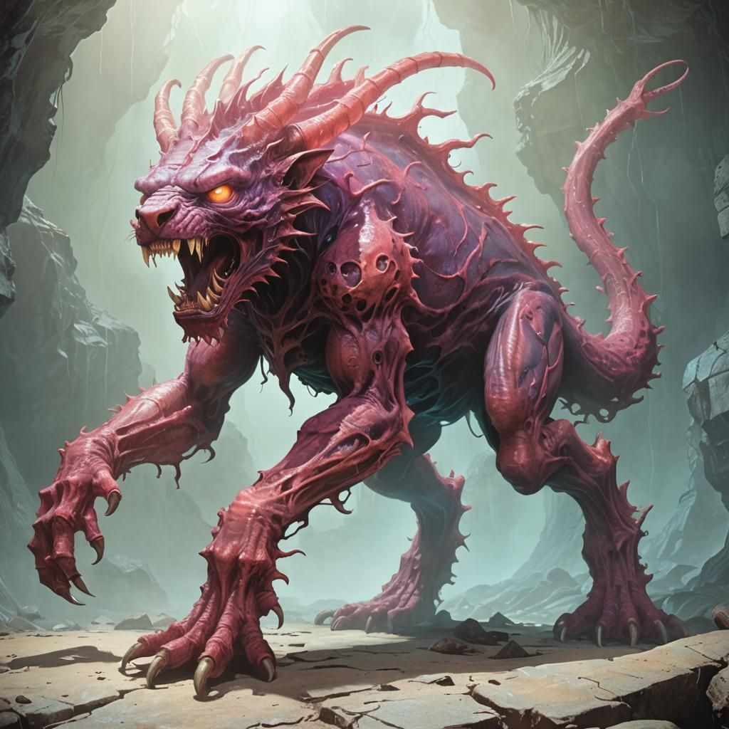 Undead Displacer Beast in Dark Fantasy Style