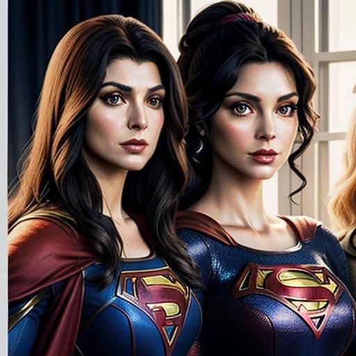 Deanna Troi as Wonder Woman, Supergirl, and Catwoman