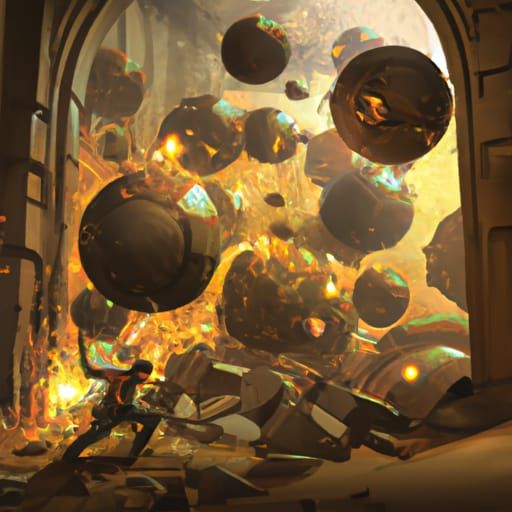 Magical Grenades in a Stone Room, Comic Book Art