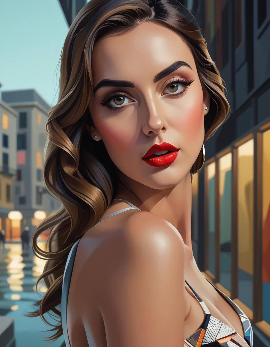 Ana de Armas Art Deco painting