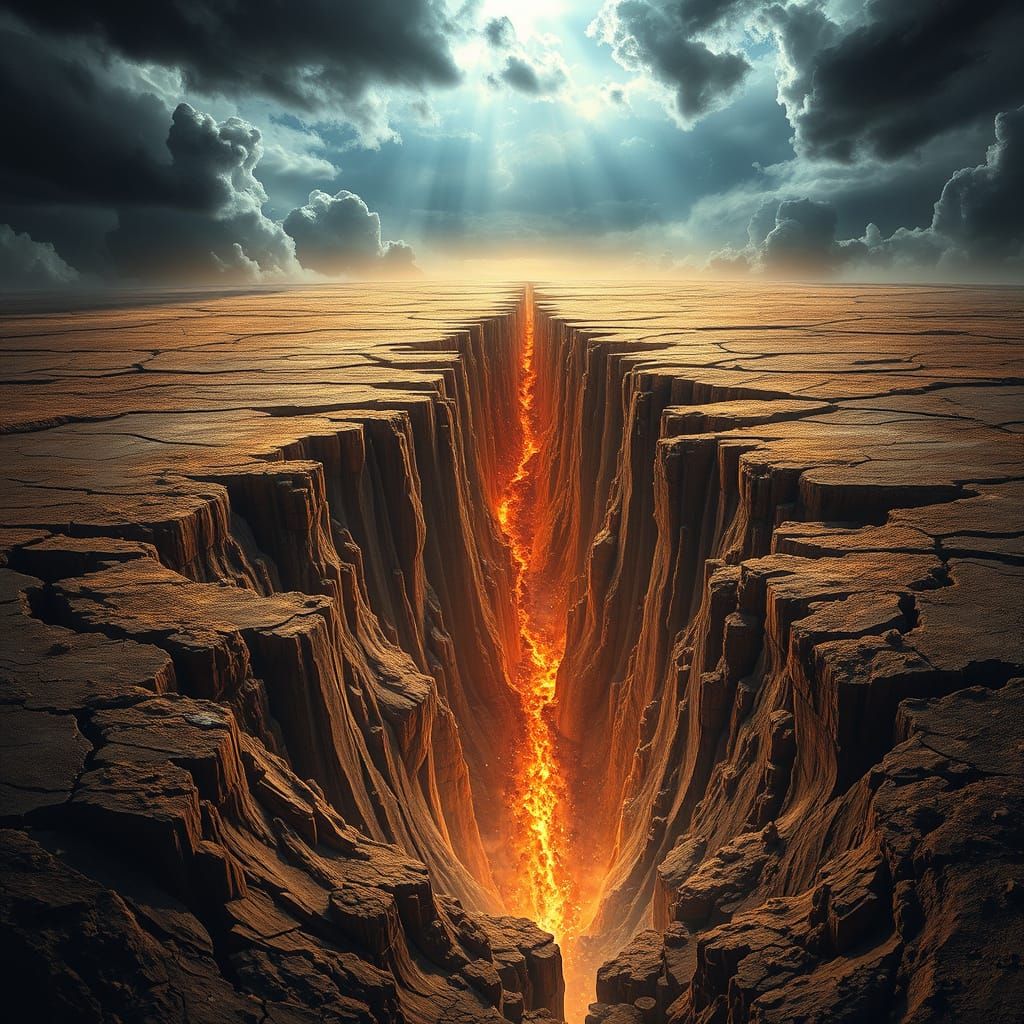 Vast Cracked Earth Swallowed by Gaping Abyss