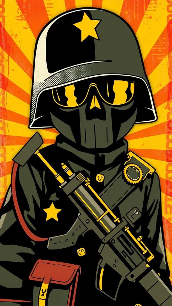 Pop Art Soldier in Portrait Style