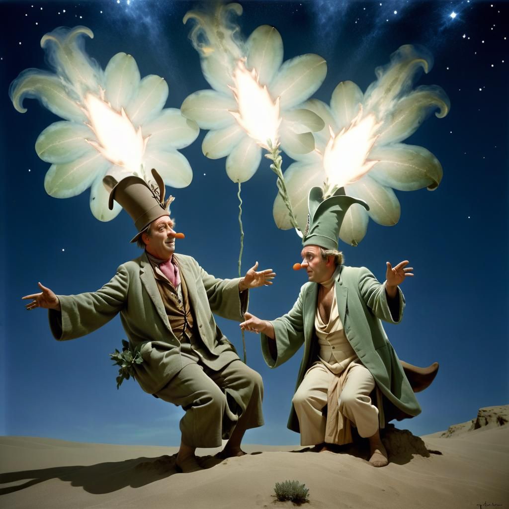 Surreal Photo of Fool and Wise Man in Surrealist Style