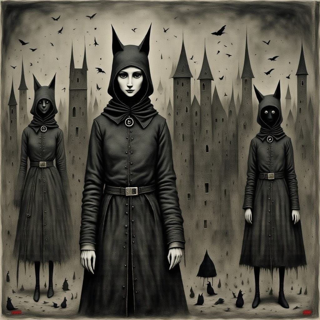 Cat Knights Battle Flower Monsters in Dark Forest