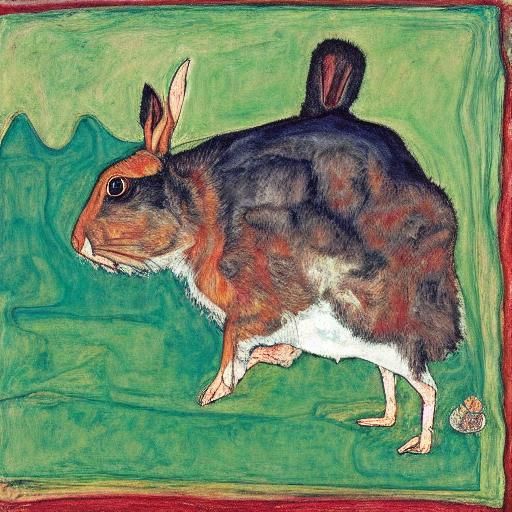 Rabbit Consuming Alcohol in Expressionist Style