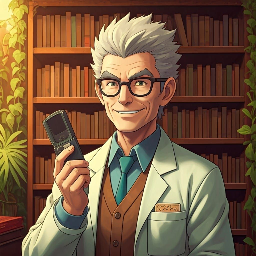 Professor Oak Portrait in Miyazaki-Inspired Style