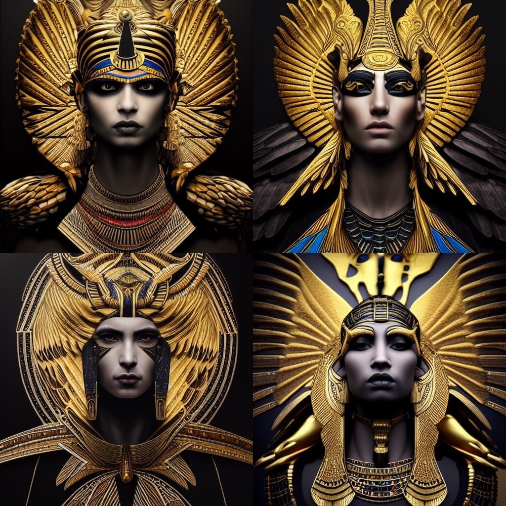 Gothic Egyptian Demigod: Half-Human, Half-Eagle in Gold