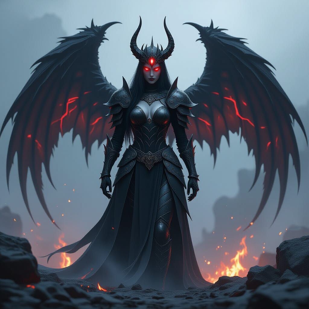 Abyss Knightess in Hyper-Realistic Fantasy Illustration