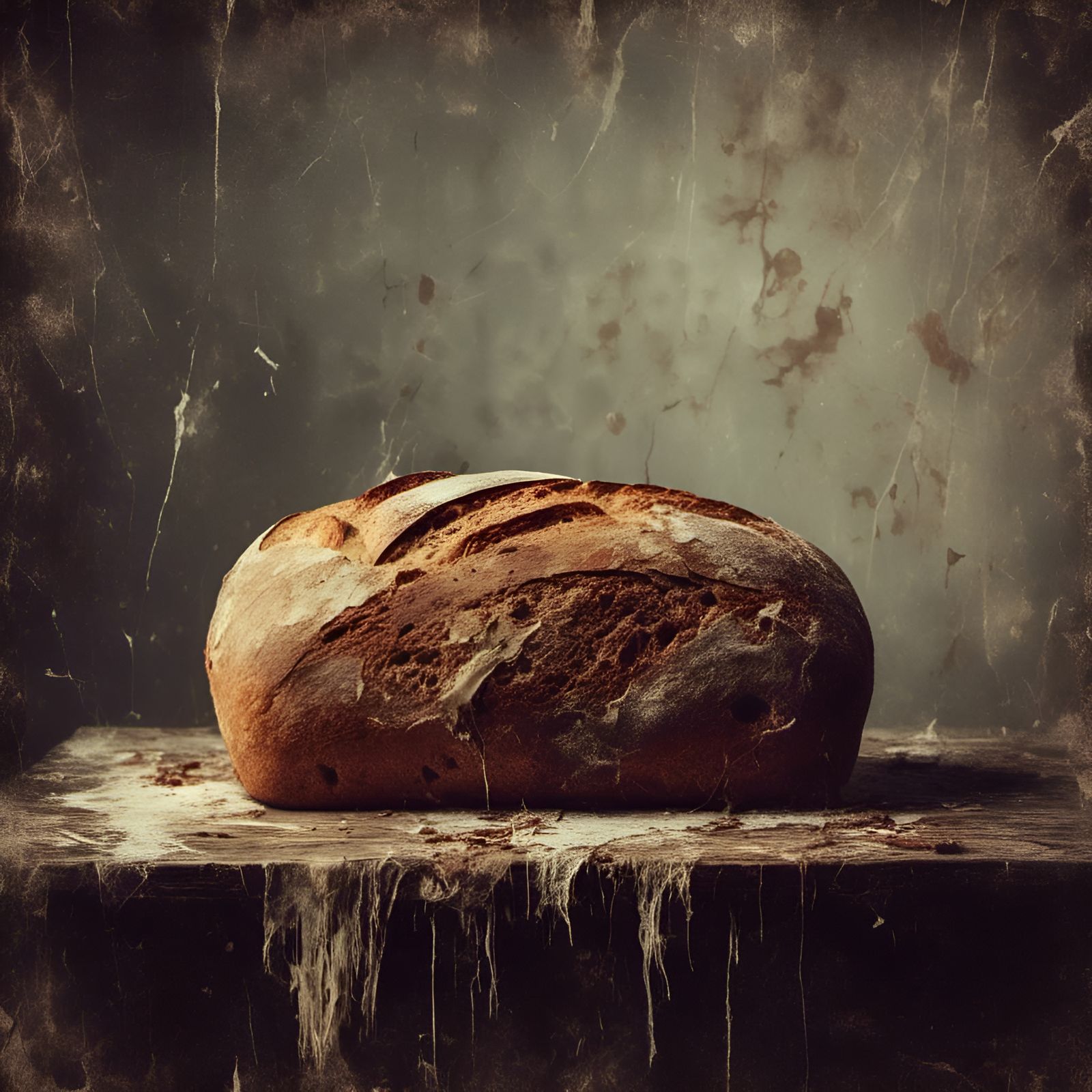 Macabre Loaf of Bread on a Table