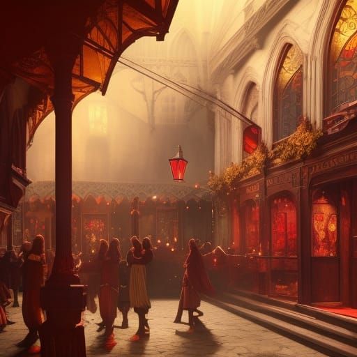 Magic Music Shop in Medieval City, Concept Art