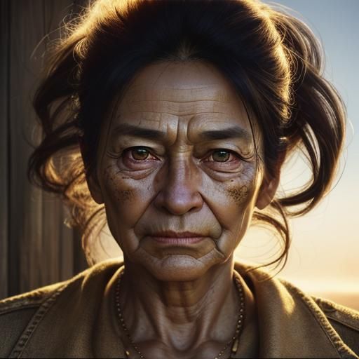 Golden Light Portrait of Aged Man in Digital Art