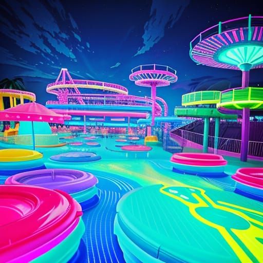 Neon Dream Water Park in Retro Style