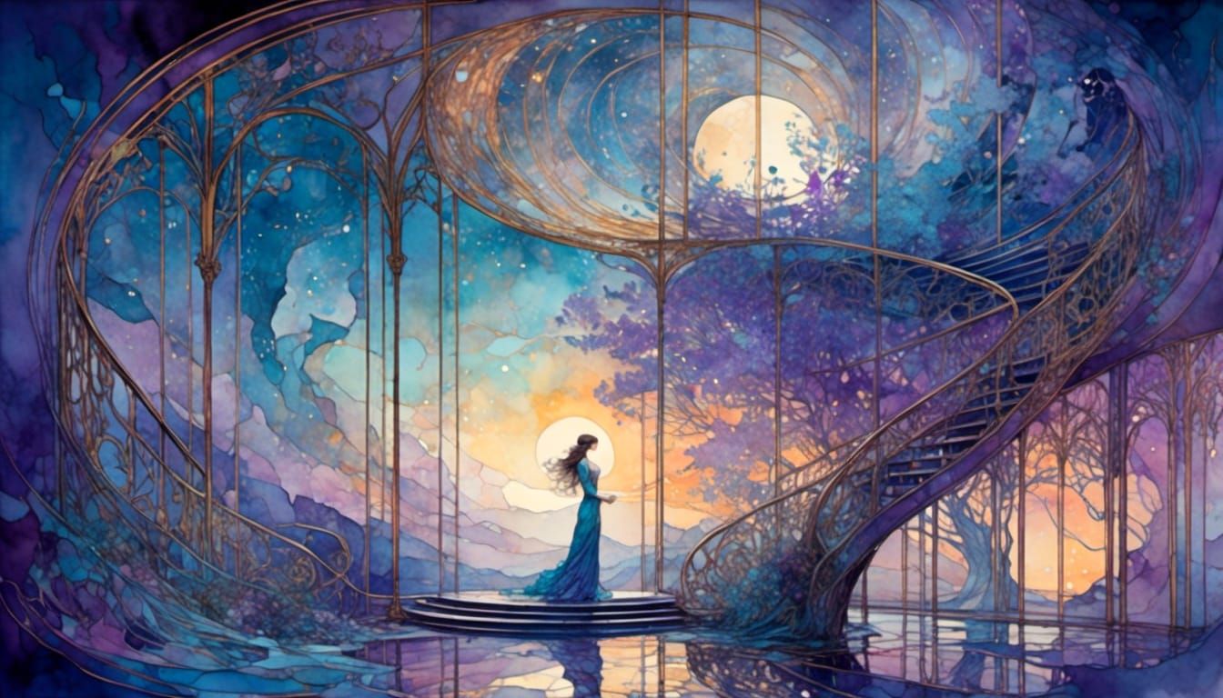 Mystical Being in Art Nouveau Interior