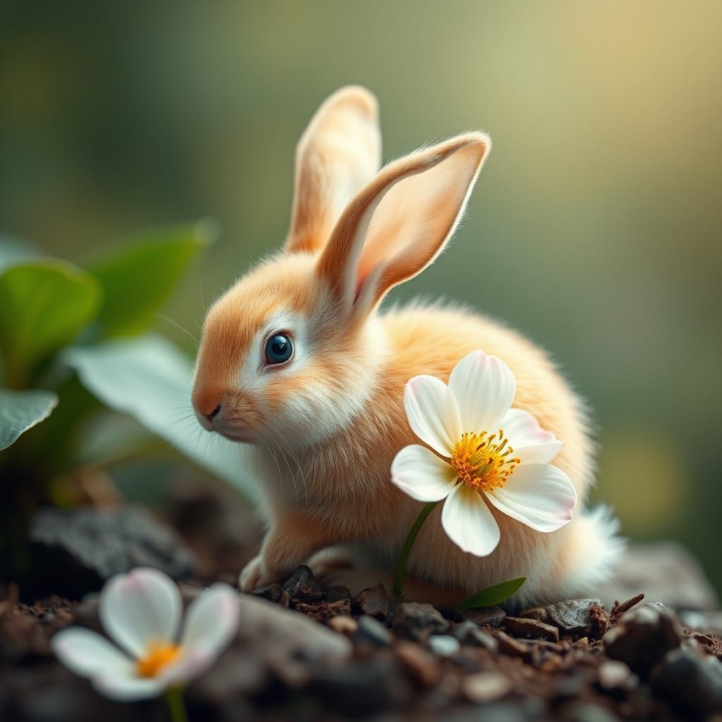 Bunny-Flower Hybrid in Whimsical Art