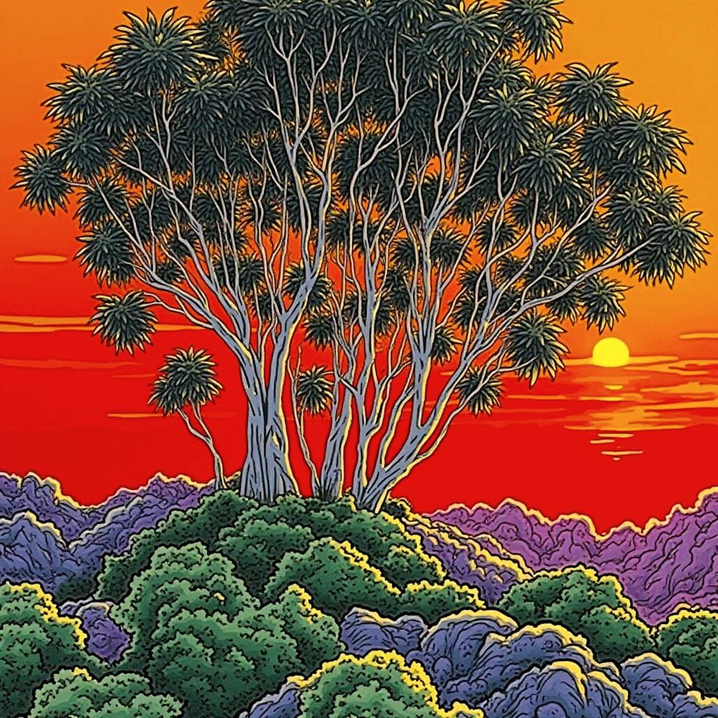 Mountain Forest Dusk Concept Art