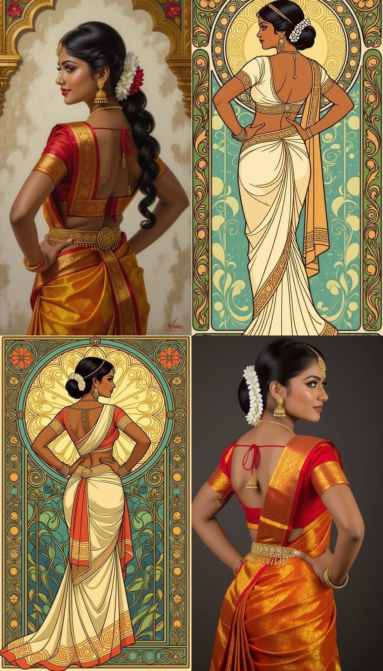 Sri Lankan Bride in Traditional Osari Dress