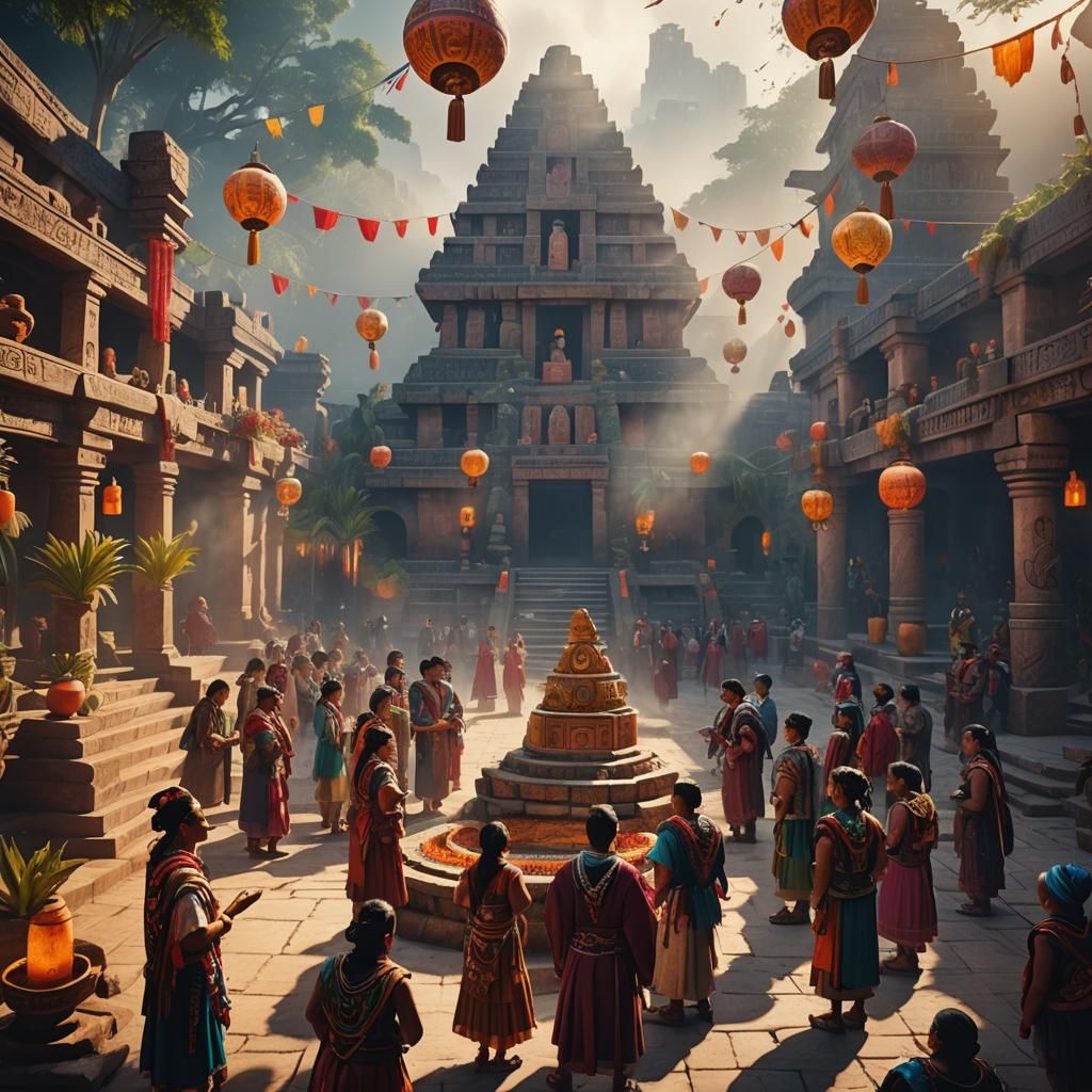 Mesoamerican University Ceremony in Fantasy Concept Art
