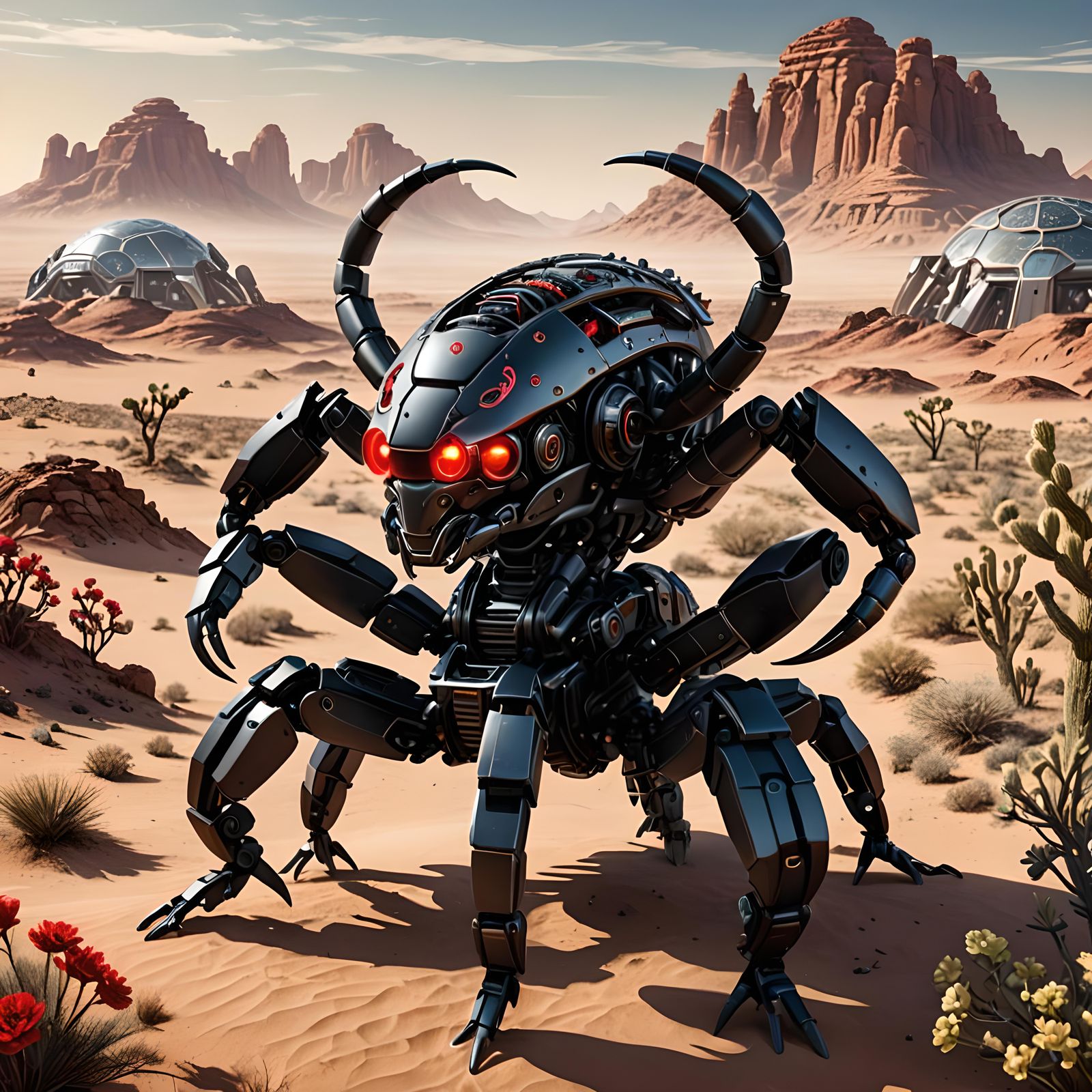 Robotic Scorpion Patrols Futuristic Desert City