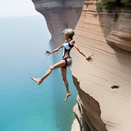 jumping from a cliff diving