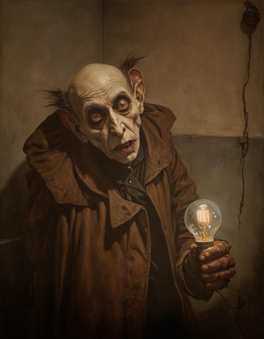 Photorealistic Gothic Surrealism in Film Noir Style