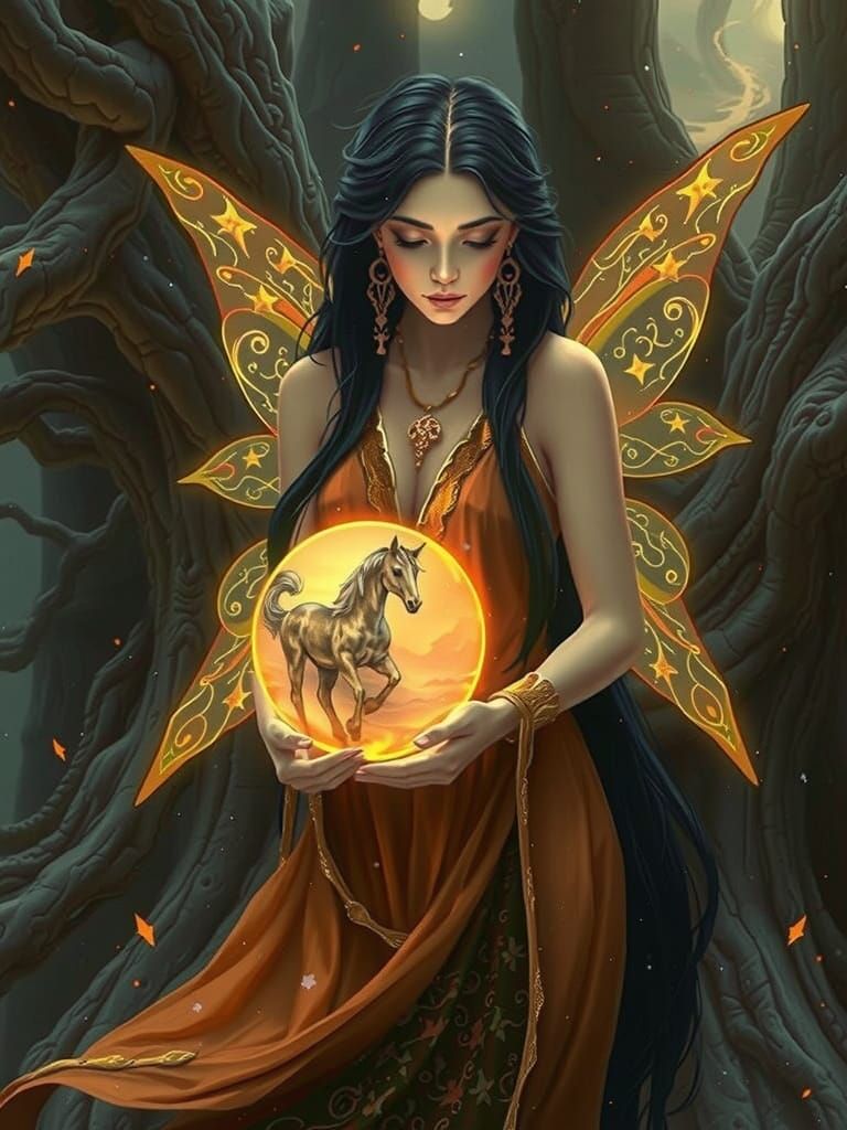 Ethereal Unicorn in Aurora-Lit Landscape