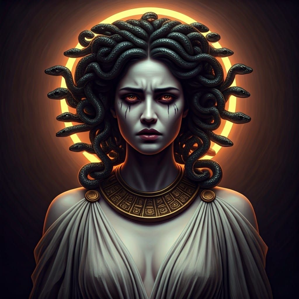 Mournful Medusa in Gothic Fantasy Style